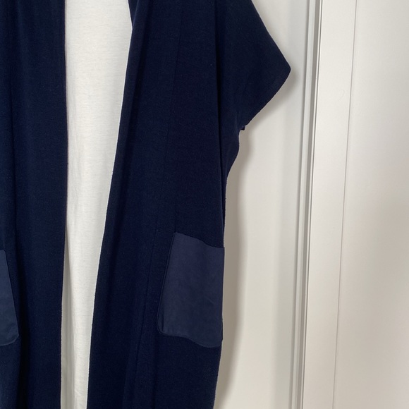 Papillon, long cardigan with pockets, short sleeve. Navy - Picture 3 of 9